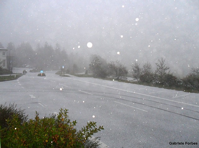 Der erste Schnee auf der Wasserkuppe 8.10.2011